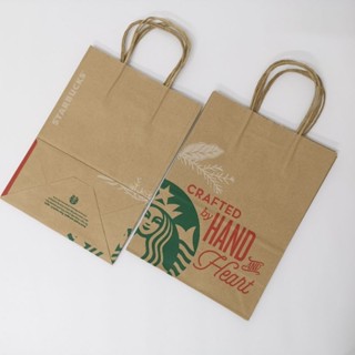 ถุงกระดาษ Starbucks 7ใบ crafted by hand ถุงสตาร์บัคส์รุ่นหายาก ถุงกระดาษน้ำตาล  ของแท้ สภาพดีมากๆ สะอาด ใหม่