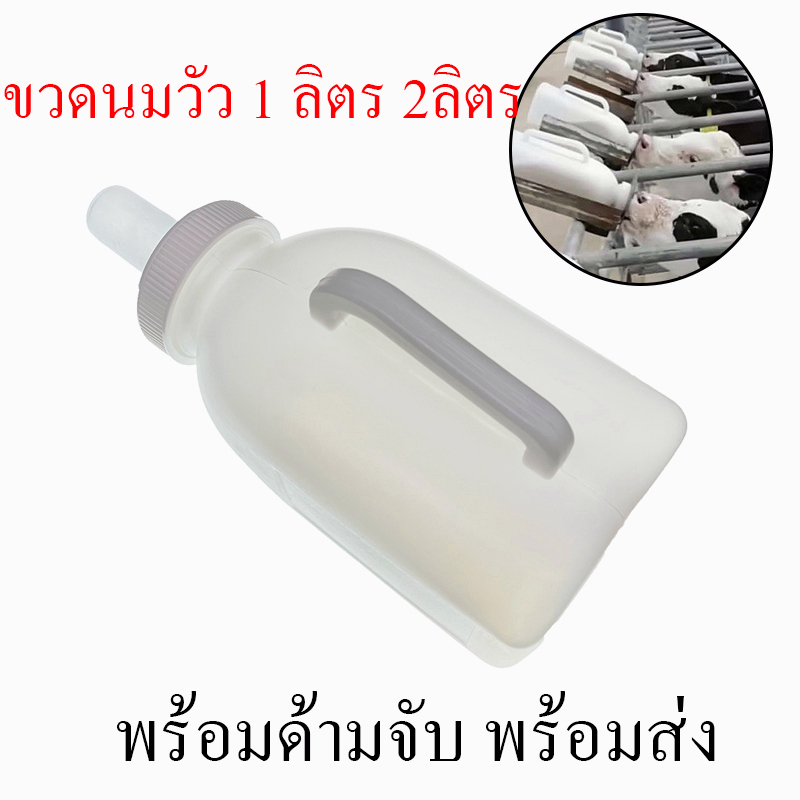 ขวดนมวัว ขนาด 1 ลิตร 2 ลิตร พร้อมจุกนม พร้อมที่จับ สําหรับให้นมวัว ลูกวัว หมู ปศุสัตว์ สามารถเปลี่ยนหัวดูดได้