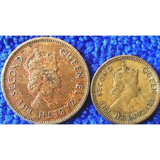 เหรียญ​ต่างประเทศ​ ฮ่องกง​ Hong​ Kong, ชุด​5,10 Cent ยุค​อาณานิคม​อังกฤษ​ Elizabeth II, ใช้แล้ว, # 473