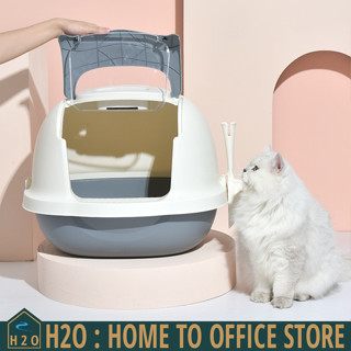 [พร้อมส่ง] Cat Litter Box โดมห้องน้ำแมว กระบะทรายแมว แถมที่ตักทรายฟรี 41x52x43cm PT618-11