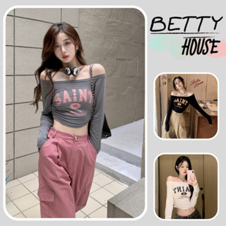 Betty House🎀 เสื้อยืดแขนยาว🧸เสื้อยืดแขนยาวเปิดไหล่ข้างเดียวสไตล์เกาหลี ผ้ายืด โชว์หุ่นใส่สบาย🌟พร้อมส่ง 💥พร้อมส่งจากกทม มาถึงใน 3-5 วัน