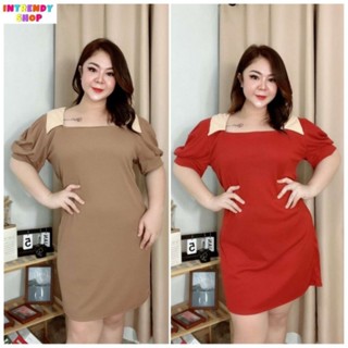 พร้อมส่ง. มินิเดรสไซส์ใหญ่สาวอวบ ทรงเข้ารูป คอเหลี่ยมกว้าง สไตล์เซ็กซี่ Free size: รอบอก 46 - 50 นิ้ว.
