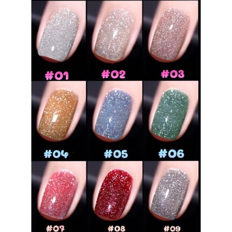 สีเจล AILA NUO สีแฟรชสีลูกแก้วกลิตเตอร์ วิ้งวิบวับตาแตก ขนาด8ml พร้อมส่งในไทย