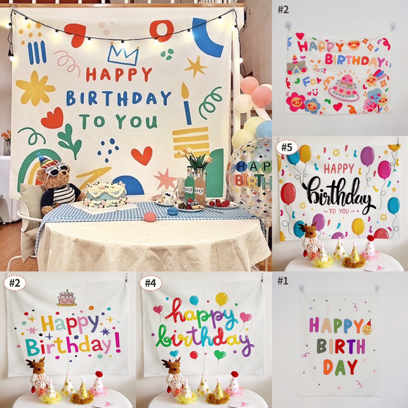 [พร้อมส่ง] ป้ายวันเกิด ฉากวันเกิด ป้ายแบรนเนอร์วันเกิด ป้ายแขวนวันเกิด ป้ายผ้าวันเกิดj