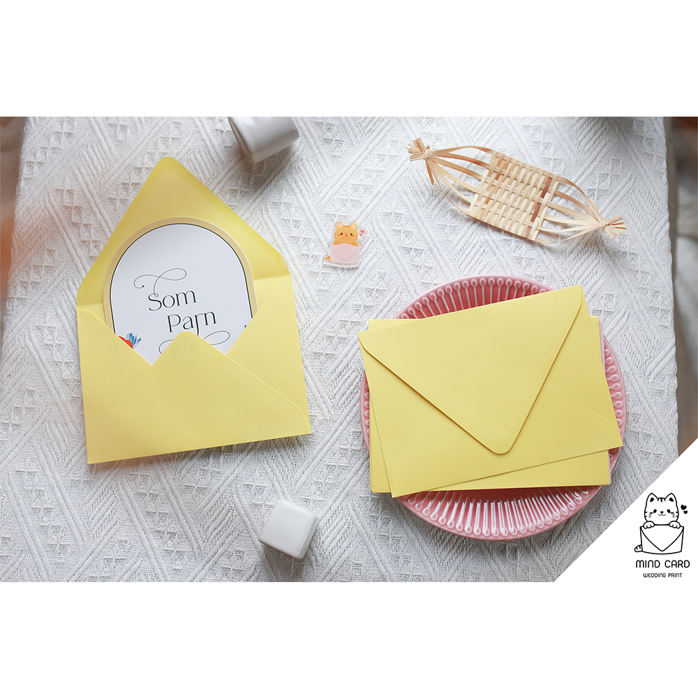 ซองการ์ดแต่งงาน สีเหลืองพาสเทล สำหรับใส่การ์ดขนาด 5 x 7 นิ้ว