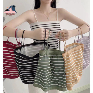 Girlybra สปอร์ตบรา สายเดี่ยวลายทาง ครอปบรา มีฟองน้ำ ฟรีไซส์ ใส่เที่ยวได้ ทรงสวย เสื้อผ้าผู้หญิง