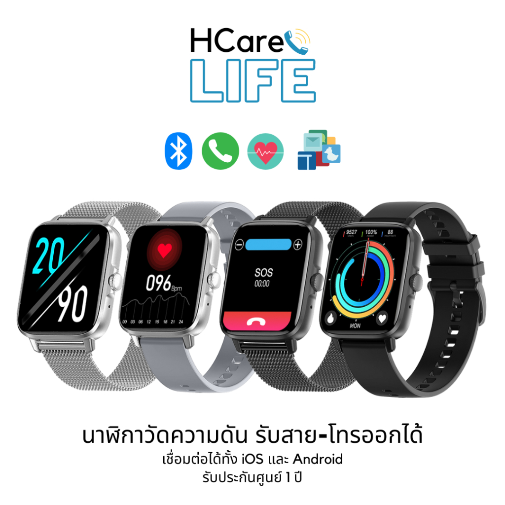 Hcare Plus Series 2 นาฬิกาวัดความดัน-คลื่นไฟฟ้าหัวใจ-อุณหภูมิร่างกาย ...