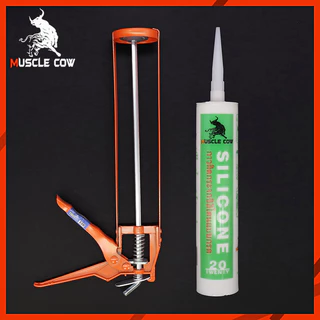 MUSCLE COWซิลิโคน อุดรอยรั่ว กันน้ำซึม ปืนยิงกาว ไม่กัดผิวกระจก ใช้ติดวัสดุได้หลากหลาย เช่น PVC ไม้ คอนกรีต เหล็ก กระจก