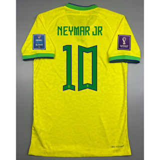 เสื้อบอล เพลเย่อ ทีมชาติ บราซิล เหย้า 2022 Player Brazil Home พร้อมเบอร์ชื่อ 10 NEYMAR JR อาร์ม ฟุตบอลโลก World Cup 2022