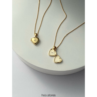 [all Silver 925] hoo Heart Locket Necklace (18k gold plated) สร้อยคอหัวใจ สร้อยคอเงินแท้ s925 สร้อยคอ