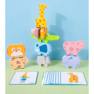 * ออกบิล (ทักแชท)บล็อกตัวต่อไม้ Animal Stacking Block Game