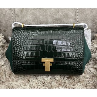 💚NEW Tory Burch Juliette Embossed Mini Satchel สี Deep Kelp เขียวรับทรัพย์ สวยหรู สีเขียวเข้มๆหนังลายcroc เงาสวยมาก