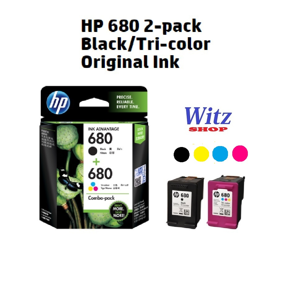 หมึกแท้  HP680,  แพ็คคู่   Black & Tri-colorInk Cartridges