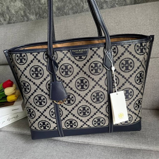 TORY BURCH PERRY T MONOGRAM JACQUARD TRIPLE COMPARTMENT TOTE