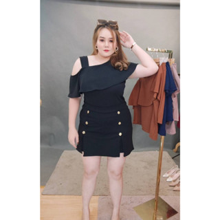 🔥Plussize🔥ชุดเซทเสื้อ+กระโปรงคนอ้วน🔥  อกก่อนยืด 42 ยืดสุด 50       เอวก่อนยืด 30 ยืดสุด 44