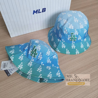 ของแท้ 💯%  MLB Monogram Gradation Hat หมวกปีกสีฟ้า ไล่เฉดสีเขียว logo LA  💙💚