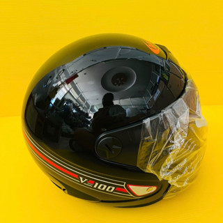 หมวกกันน็อค V-100 V-tech(เต็มใบ) สีดำเงา