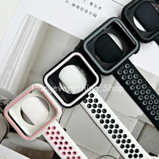 เคส+สายนาฬิกาข้อมือ สีทูโทน ซิลิโคน  สำหรับ Smart watch 7 6 5 4 3 2 1 ขนาด 38/40/41mm 42/44/45mm สายSmart watch T500 X7