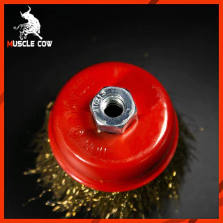 MUSCLE COW แปรงลวดถ้วย 3 นิ้ว เกลียว M10 สำหรับ เครื่องเจียร์ 4 นิ้ว ทำความสะอาสำหรับงาน ขัดเงา ปัดเงา