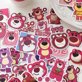 พร้อมส่ง!สติ๊กเกอร์ ลายการ์ตูนLotso Toy storyหมีสตรอเบอร์รี่ สีชมพู50ชิ้น ลายน่ารัก สไตล์เกาหลี