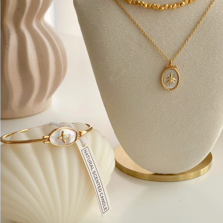 LAC.COLLECTION - Aurora Necklace/ Bangle สร้อยคอและกำไลข้อมือสีขาวทอง