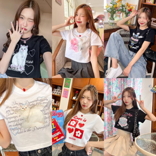 เสื้อยืดพร้อมส่ง 🔥 baby tee “baby crop“ เสื้อครอป สไตล์ y2k ลายน่ารัก ผ้านิ่ม ✨ รวมลาย v.1