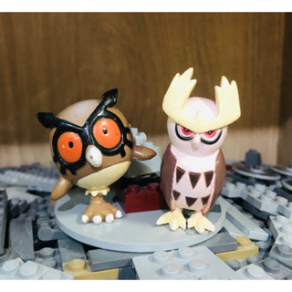 Pokemon Monster Hoothoot &amp; Noctowl Nintendo Tomy Collection Figure #โปเกม่อน