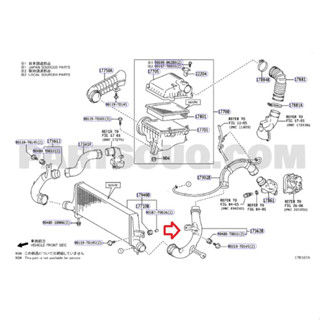 ท่ออินเตอร์ Toyota Revo 2020 2.4 17362-0E010 แท้เบิกห้าง Chiraauto