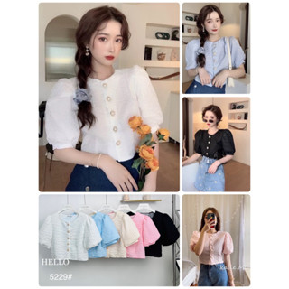 เสื้อแขนสั้น สีพื้น ผ้านูน #รหัส5229 📌Free size รอบอก  36 ความยาว 16