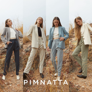 Pimnatta Jersey Pants กางเกงขากระบอกเล็กตกแต่งด้วยกระดุมสไตล์มินิมอล (สินค้าพร้อมส่ง🛒)