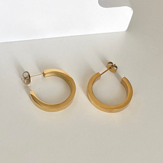 imean.store - Simple gold pin earring | ต่างหูห่วงกลมแบบหมุดเจาะ