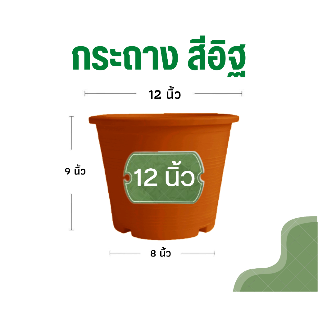 กระถางต้นไม้ 12 นิ้ว (สีอิฐ) กระถางพลาสติก กระถาง (รุ่นหนา)