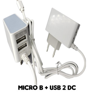 หัวสายชาร์จ Micro B พร้อมหัว USB 2ช่อง ขนาดDC5w 2.1A และ 1A พร้อมส่งจากไทย