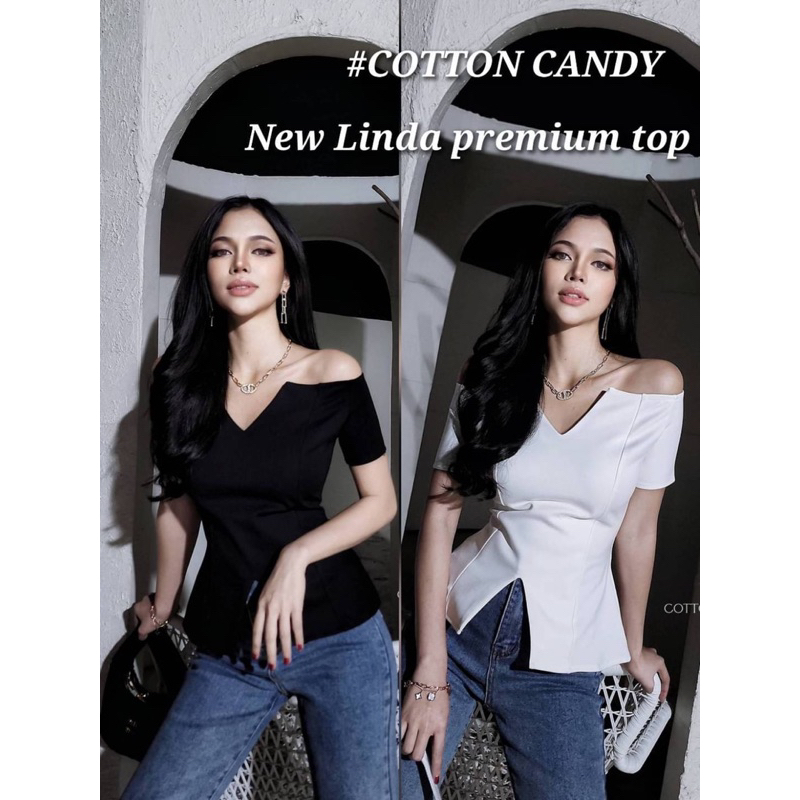 #COTTON CANDY เสื้อเปิดไหล่ New Linda premium top