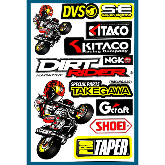 สติกเกอร์ ติดรถ DVS KITACO DIRT RIDER SHOEI สติกเกอร์แต่งรถ สำหรับรถมอเตอร์ไซค์ ติดรถยนต์ รถแข่ง รถซิ่ง ติดหมวกกันน็อค