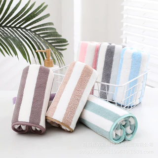 MJT-01【ขนาด 35x75 ซม】ผ้าขนเป็ด ผ้าขนหนู สำหรับเช็ดผม ผืนเล็ก ไม่ใช่ผืนใหญ่ ลายขวาง