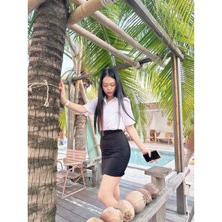 กระโปรงนักศึดษาทรงเอ ( ผ่าหลัง ) ความยาว16-24 ผ้ายืดฮานาโก๊ะ