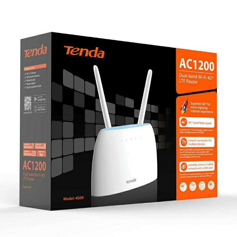 Tenda 4G09 AC1200 Dual-band Wi-Fi 4G+ LTE CAT6 Router - White
