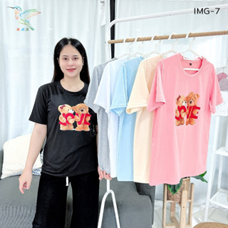 4000 IMG-7# 6 สี เสื้อยืด คอกลม+แขนสั้น  พิมพ์ลายน้องหมี งานแฟชั่น