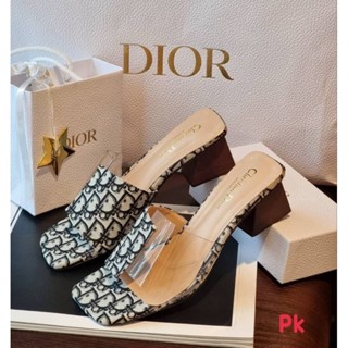 เช็คของก่อนสั่ง สูง 2 นิ้ว รองเท้าDior รองเท้าแตะส้นสูง รองเท้าส้นสูงทรงสวม