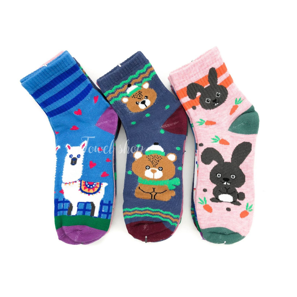 GoodShop ถุงเท้า 12คู่ (คละลาย) B-2 ลายการ์ตูนน่ารัก (women socks) ถุงเท้าแฟชั่น ถุงเท้า