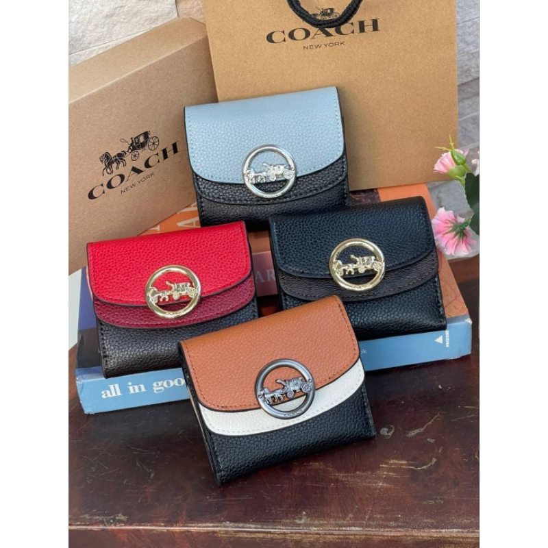 Coach JADE SMALL DOUBLE FLAP WALLET IN COLORBLOCK (COACH F88002) กระเป๋าสตางค์ใบสั้น