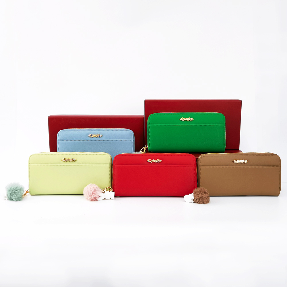 ST.JAMES กระเป๋าสตางค์หนังแท้/กระเป๋าสตางค์ใบยาว แบบซิปรอบ รุ่น FLUFF (มี 5 สี) | กระเป๋าสตางค์ ผู้หญิง