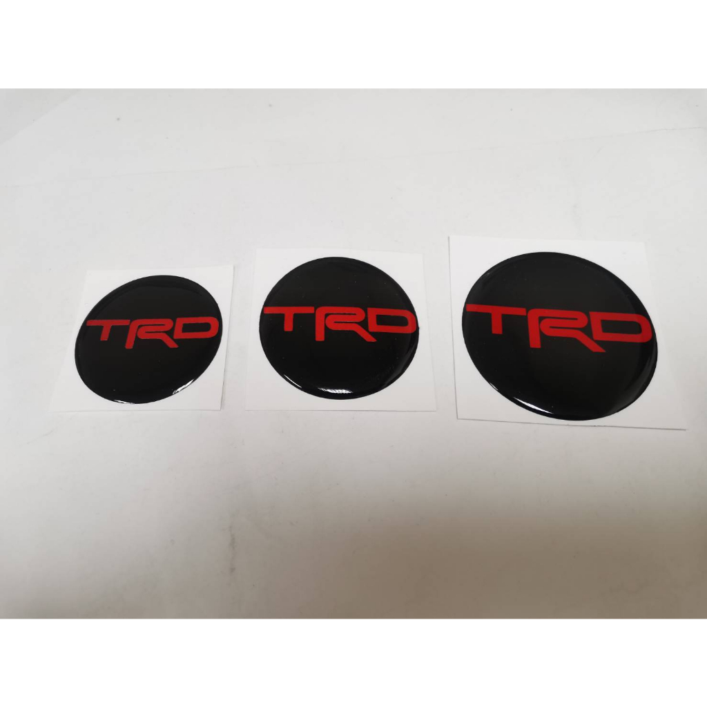 สติ๊กเกอร์เทเรซิ่นนูน อย่างดี TRD แดงสะท้อนแสง TOYOTA ติดดุมล้อ ติดล้อ sticker ติดรถ โตโยต้า กลม