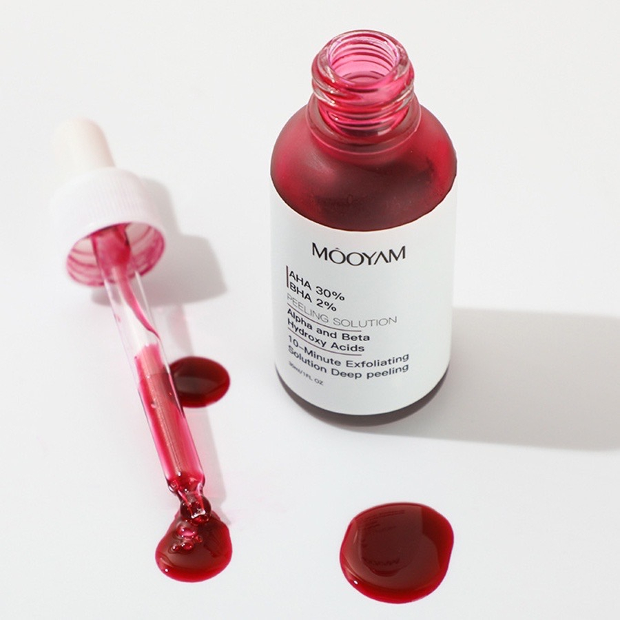 มาส์กแดง หน้าใส AHA MOOYAM AHA 30% BHA 2% ผลิตภัณฑ์ดูแลผิวหน้า กําจัดสิว ควบคุมความมัน 30 มล.