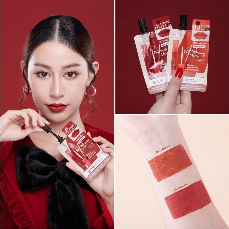 (กล่องX6ซอง) Sistar Velvet Matte Mousse Lip Color ซิสต้าร์ เวลเวท แมตต์ มูส ลิป คัลเลอร์ 2 กรัม - รูปที่ 2