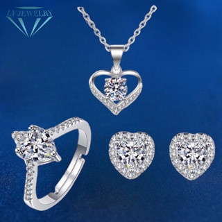 LY JEWELRYเซ็ทเครื่องประดับเงินแท้S925ฝังเพชรโมอีส D-VS1 : D1012-D2020-D3023