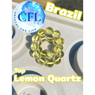 Lemon Quartz กำไลหินแท้เลมอนควอตซ์ สีเหลือง ขนาดเม็ดหิน (9.5-11 มม.) สร้อยข้อมือหินแท้ หินนำโชค หินธรรมชาติ Brazil