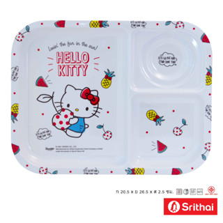 Srithai Melamine ถาดหลุม เมลามีน ลายKitty summer fruits T 6044-10.5 ขนาด 10.5 นิ้ว