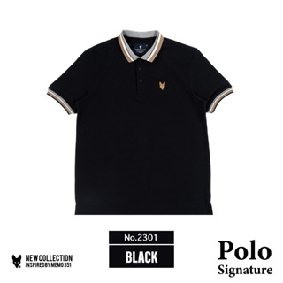 Memo By AEIOU เสื้อโปโล ⬛️ สีดำ Memo Premium Polo Signature สินค้าลิขสิทธิ์แท้ BLACK